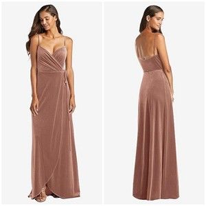 After Six Luxe Velvet Tawny Rose Wrap Maxi Dress Size XL NWT